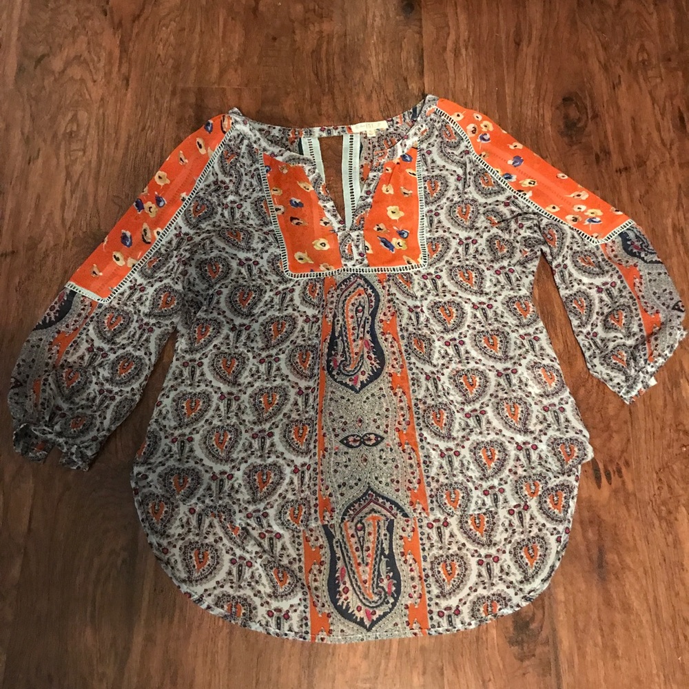 NWOT- LOVE FIRE 3/4 length sleeve sheer top sz xl